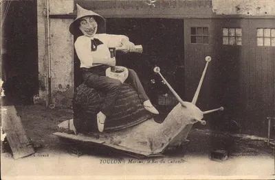 Toulon - Marius, le Roi du Cabanon — caricature d'un homme sur un escargot — éditeur Old Giraud