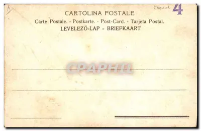 Caza con zorro — jinete en rojo y perros — editor Chevet, n°4 — Reverso