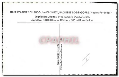 Observatório do Pic-du-Midi — Júpiter com sombra de um satélite — reprodução fotográfica — Verso