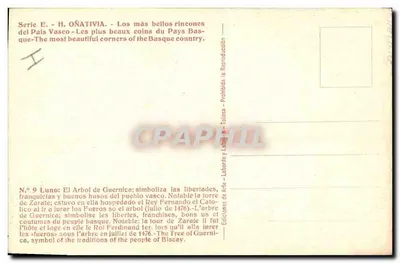 Drzewo z Guerniki — Najpiękniejsze zakątki Basque — H. OÑATIVIA, seria E, n°9 — Rewers