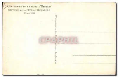 Jean Frédéric Oberlin — Ministre Valdersbacha w Banie Roche — C*° Alsacienne des Arts Photographiques, Strażburg — Rewers