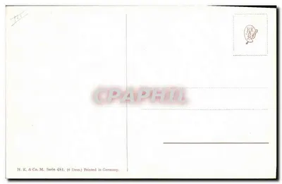 Wyscig na psów — jeźdźcy w czerwonych strojach i psy w wodzie — H.K. & Co. M. Série 481 — Rewers