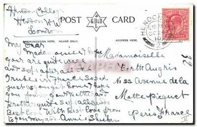 मिस्स लुड — 1910 के शैली के एक युवा महिला का चित्र — प्रकाशक जी.डी.&डी. कार्ड — पीछे