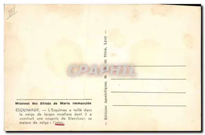 एस्किमो — बर्फ में काटे गए आइग्लू — एपोस्टोलिक एडिशन्स, लियॉन — पीछे