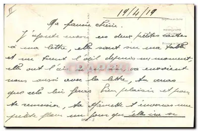 Cena de jardim com três personagens em trajes da época — editor italiano, série 900-5 — Verso