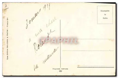 Mulher em vestido rosa com filhotes — Feliz Páscoa — editor Chiostri, n°269 — Verso
