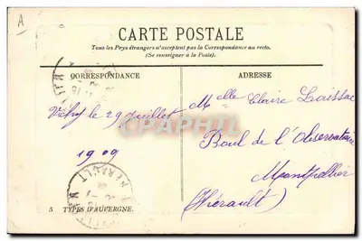 Paysans d'Auvergne — couple en tenue traditionnelle sur chemin rural — éditeur L.C. — Verso