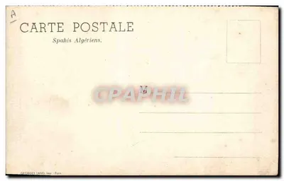 Spahis Argelinos — Parada militar — Georges Lang, Paris — Verso