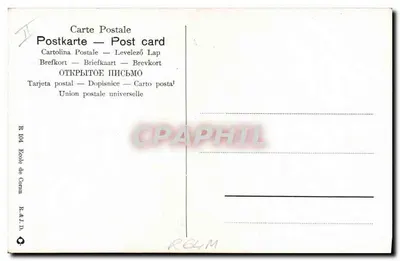 Rua animada de uma cidade marroquina — cena de rua com arcadas e passantes — editor R. 104 Escola do Corão — Verso