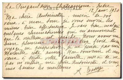 La Auvergne pitoresca — Hiladora al Rouet — J. Idel — Reverso
