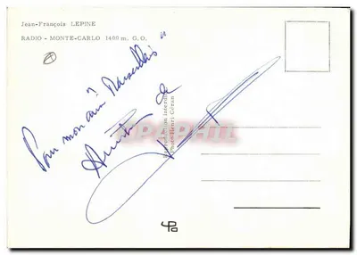 Jean-François Lépine — Rádio Monte Carlo 1400 m.G.O. — Foto Henri Cétan — Verso