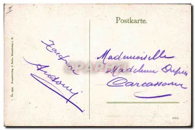 Dusenbach-Kapelle — scène de deux femmes en costume traditionnel — éditeur J. Rotta, Strasbourg I. E. — Verso