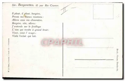 Il pleut, il pleut, Bergère — scène de pluie sous un arbre, éditeur W. de Linaan, série 137 — Verso