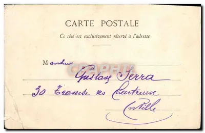Soldado ao jantar — Grande Hotel da Patrie — Fotógrafo A. Bergues & Cie, Marselha — Verso