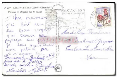 Voiliery w regatach na basenie Arcachon — wydawca Elcé, nr 285 — Rewers