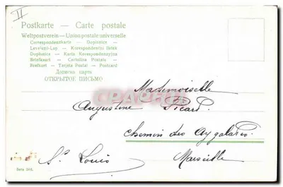 Família em um campo de couve — editor União Postal Universal, série 348 — Verso