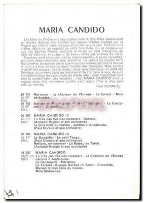 Maria Candido — śpiewaczka — Polydor, numer seryjny 20 751 do 20 804 — Rewers