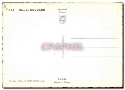 Claude Nougaro — portret — Wyłączność Disques Philips, nr 304 — Rewers