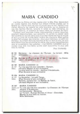 Maria Candido — Polydor — Foto R. Veignant — Verso