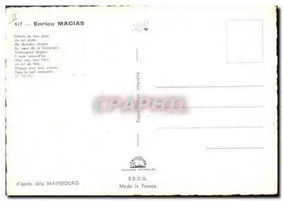 Enrico Macias — portret z gitarą — wydawca ED.U.G. n°417 — Rewers