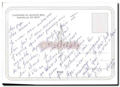 La Fanélie — Ilustracja Jacques Brel — Wydawca: Reproduction Interdite — Rewers