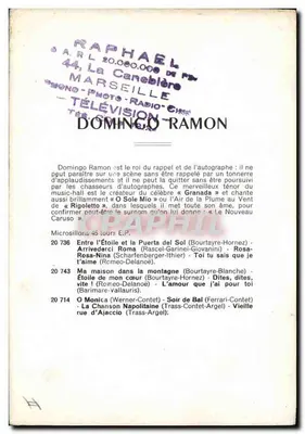 Domingo Ramon — śpiewak i autograf — Polydor — Rewers