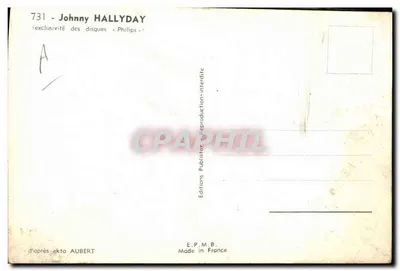 Johnny HALLYDAY — portret w stroju — Wydawnictwo E.P.M.B. — Rewers