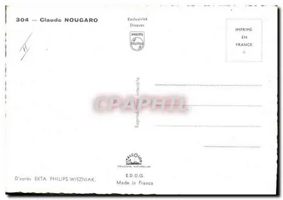 Claude NOUGARO — portret — EKTA PHILIPS-WIEZNIAK, seria 304 — Rewers