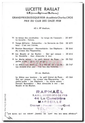 Lucette Raillat — Polydor — wydawca Polydor, numer serii nie widoczny — Rewers