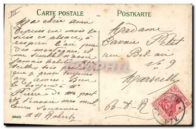 Mujer en traje alsaciano — Editor A. Freyner, Estrasburgo — n° 203424 — Reverso