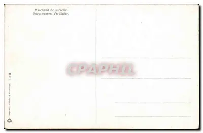 Vendedor de doces — cena de rua oriental — Rönniger & Fronze, Dresden, n° R 111 — Verso