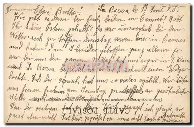Femme campagnarde avec un coq — scène de cour intérieure — éditeur non visible — Verso
