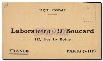 O Agenda do Dr. Boucard — Laboratório do Dr. Boucard, Paris — Verso