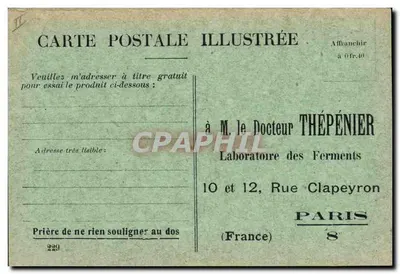 Pharmazeutische Produkte von Thépénier — Laboratorium der Fermente — Paris — Rückseite