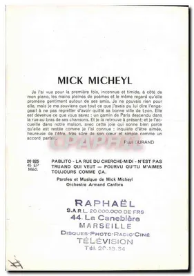 Mick Micheyl — portret — Polydor — Rewers