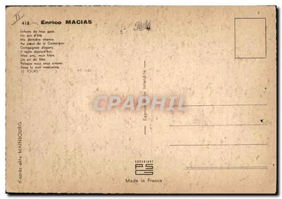 Enrico Macias — śpiewak — wydawca Ruhé, nr 418 — Rewers