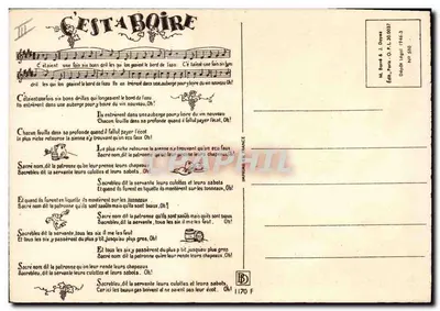 É para beber — canção de festa na vinha — editor M. Borré & J. Dayes, Paris — Verso