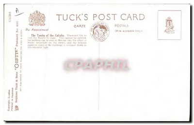 Cairo — As Tumbas dos Califas — Tony Binder — Tuck & Sons — Verso