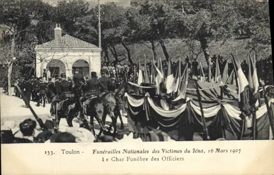 Toulon — Funérailles Nationales des Victimes du Iéna, 16 Mars 1907 — 1er Char Funèbre des Officiers — Photo Baudouin-Vincent, Marseille