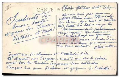 Galo gaulês brandindo a bandeira tricolor — Imprecations — M. V. Broussard — Verso