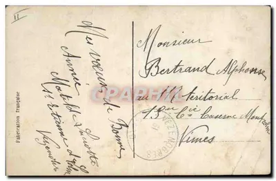 Enfermeira da Cruz Vermelha — Soldado ferido e crianças — Fabricação francesa — Verso