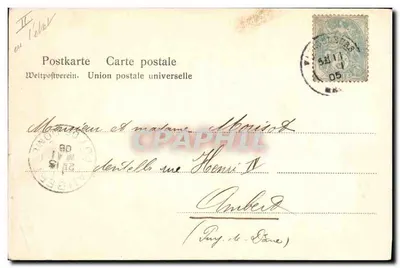Alsacienne — femme en costume traditionnel devant un miroir — H. F. Str. Déposé N° 32 — Verso
