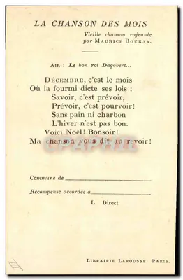 Crianças brincando com um homem de neve — S. Delaw — Librairie Larousse, Paris — Verso
