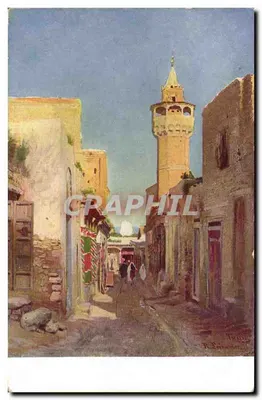 Vue de Tessalônica — minarete e rua — R. Lebeau et Minaret