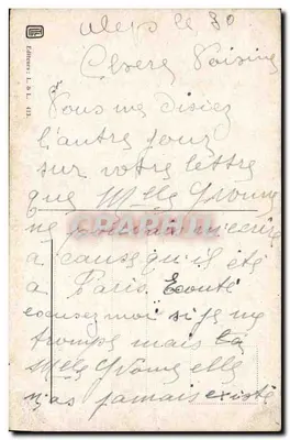 Cena de rua oriental — homem em traje tradicional e mulheres em roupas coloridas — editor L. & L. n° 413 — Verso