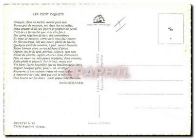 De Pieds Paquets — Recept N°85 — Éditions Lyra — Achterkant