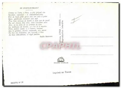Sposób gotowania Châteaubrianta — Wydawnictwo Lyna, N° 29 — Rewers
