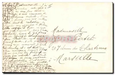 Dois crianças e um cachorro em um paisagem invernal — Boa Ano 1908 — editor não visível — Verso
