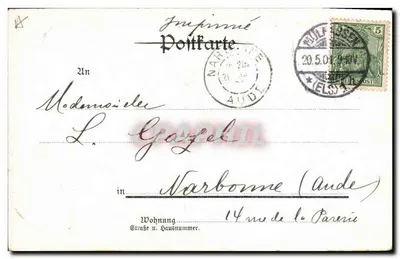 Mulhouse — kobieta w tradycyjnym stroju alpaskim — wydawca A. 3487 — Rewers