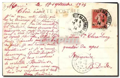 Żołnierz i kobieta w stroju alzackim — Trójka Sojuszu — Wydawca Barabino, 38 Rue d'Aubagne - Marsylia — Rewers
